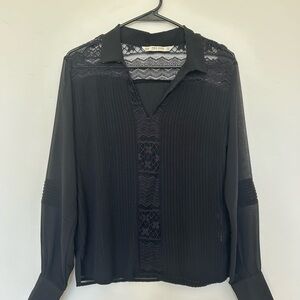 Zara Black Sheer Lace Blouse